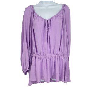 Beauticurve by Lane Bryant Long Sleeve Peplum Waist Crepe Blouse Size 20